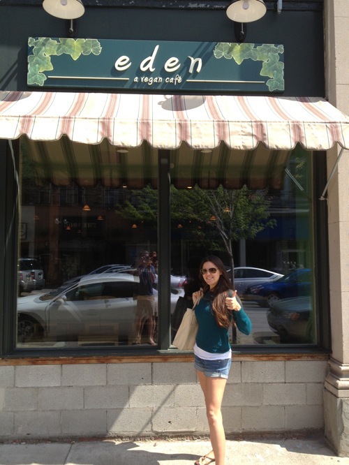 Lindsay standing in front of Eden A Vegan Cafe